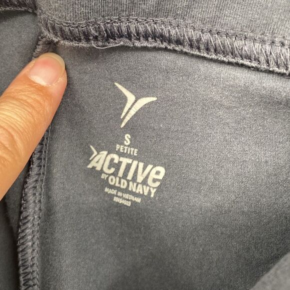 Old Navy Active Foldover Yoga Pants Gray Logo Back Flare Legs Small Petite Y2K - Picture 3 of 10